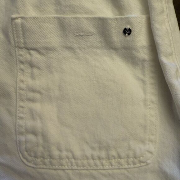 ZARA Hi Rise Rigid Paperbag Shorts White Denim Belt Size 2 Cotton Pockets Cuff - Picture 5 of 14